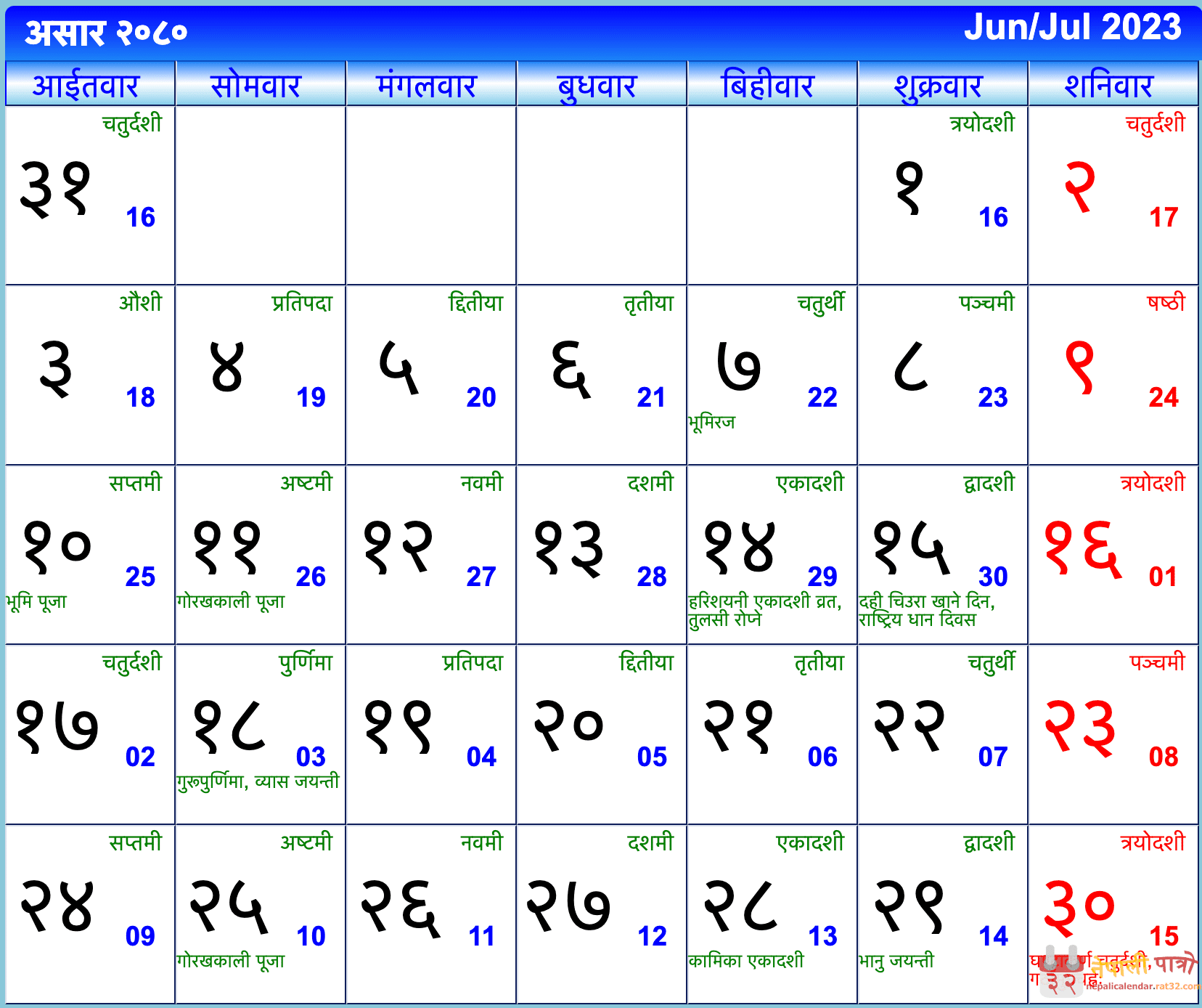 Nepali Patro - Nepali Calendar 2080 B.S.